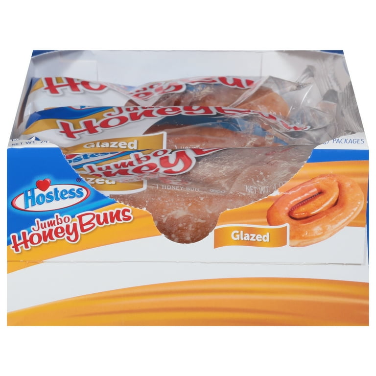 Hostess, Jumbo Honey Bun Snack Cakes, 4 oz, Pack of 6 - Walmart.com