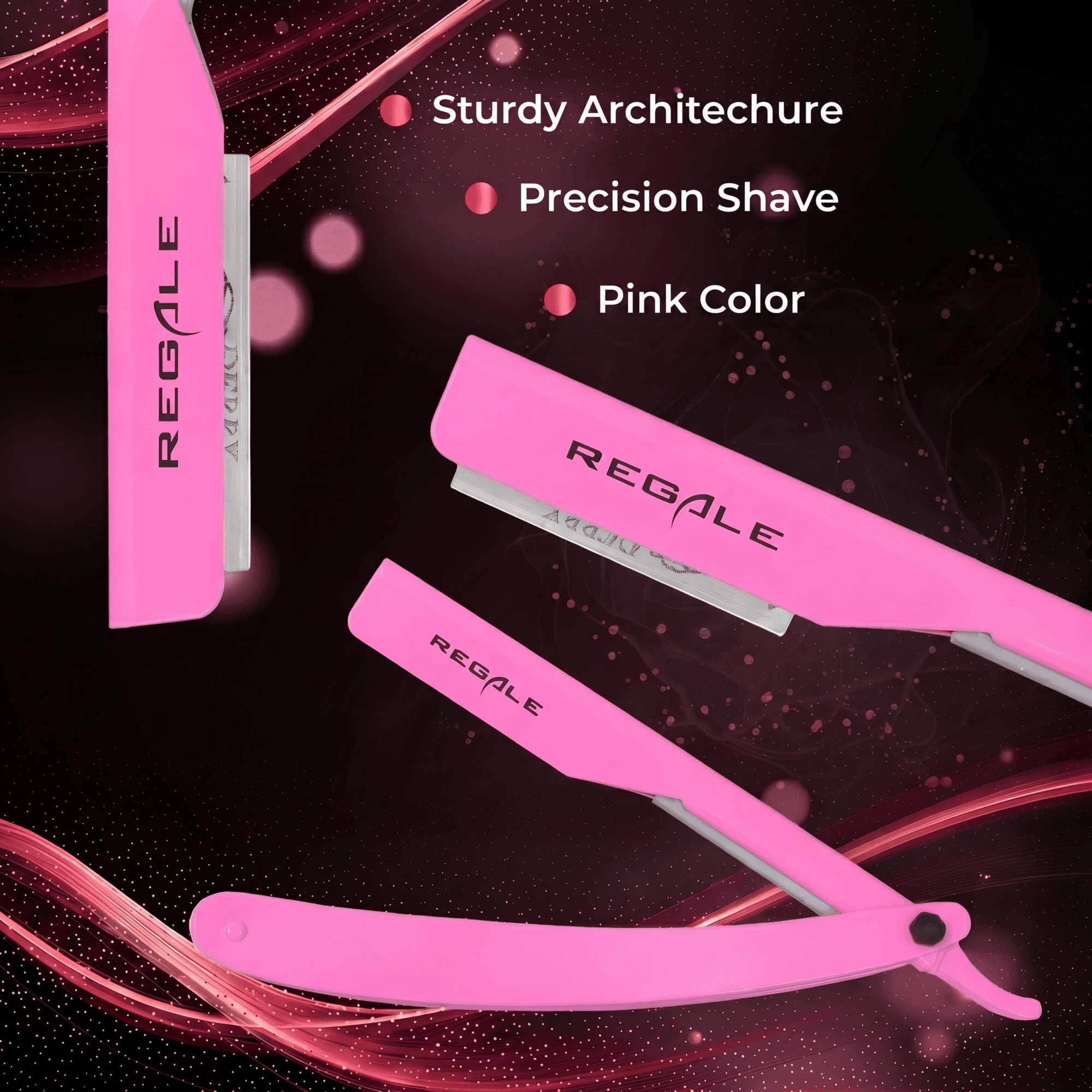 REGALE Professional Straight Razor Pink - Barber Shavette with Replaceable Blades, Classic Stainless Steel Barbero Shaver for a Smooth & Precise Shave, Premium Barber Razor for Men's Shaving