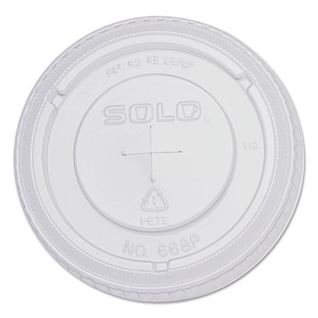 Dart PETE Flat Straw-Slot Cold Cup Lids, 16oz Cups, Clear, 100/Pack, 10 Packs/Carton -SCC668TS