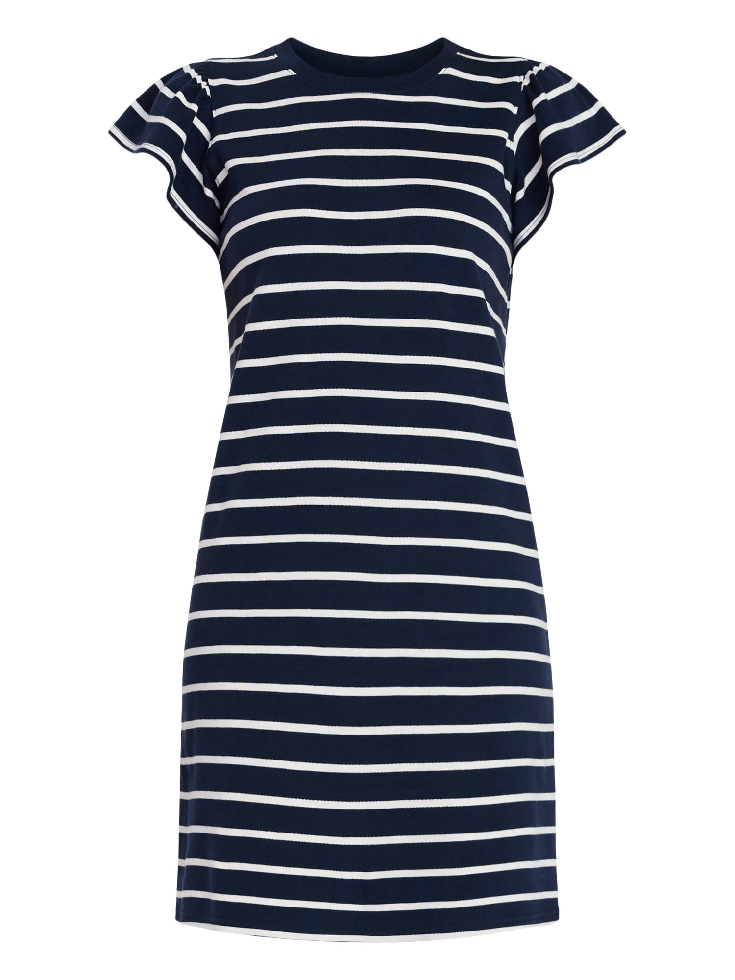 Time and Tru Women's Cotton T-Shirt Mini Dress with Flutter Sleeves, Sizes XS-XXXL