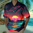 thumbnail image 2 of TAIAOJING Mens Hawaii Button Down Shirts Short Sleeve Short Sleeved Casual Style Shirt 3D Print Seaside Coconut Sunset Print Short Sleeved Cardigan Button Lapel Shirt, 2 of 4
