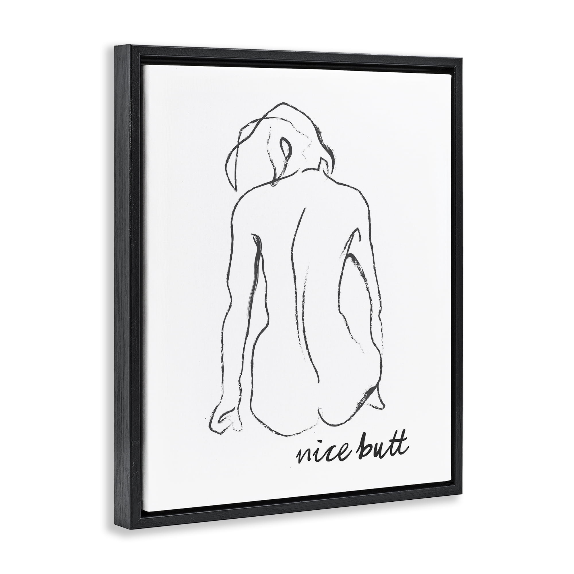Stupell Industries Nice Butt Bathroom Refresh Black Framed Floater Canvas Wall Art, design by Lettered and Lined