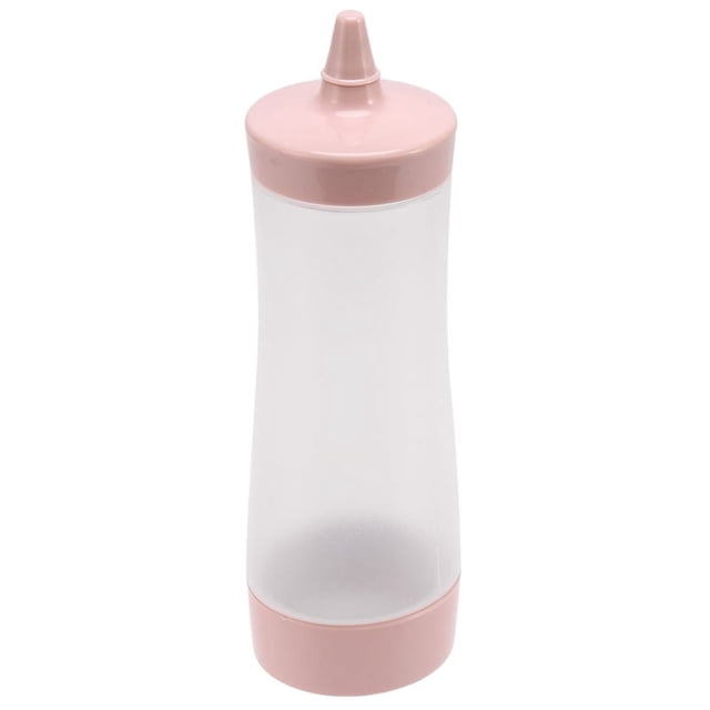 Botella Exprimible Accesorios De Cocina De Salsa Vinagrera De Salsa De Tomate Aceite Vinagre Salsa De Soya De PlÁStico Dispensador De Condimentos Rosado + Transparente