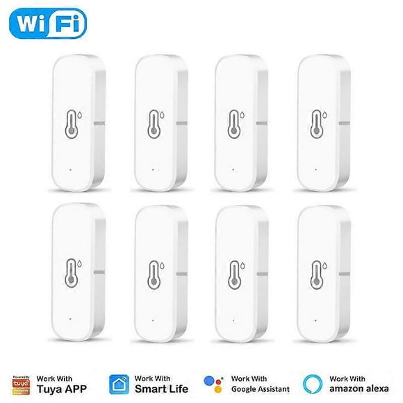 Tuya WiFi Temperature Humidity Sensor Smart Life APP Monitor Smart Home Work With Alexa Google Home No Hub Required--Wifi 8Pcs