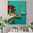 thumbnail image 4 of Athens Greece Harbor Canvas Wall Art, Greek Town Sailboat Port Print, Travel Home Wall Decor, 4 of 8