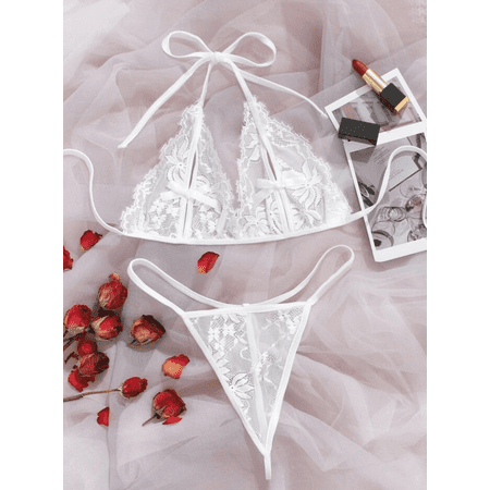 White Lingerie Set Mesh Lace