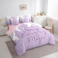 thumbnail image 3 of Manfei Princess Castle Slihouette 7-Piece Bedding Comforter Set,Fairy Tale Theme King Bedding Sets,Purple White Bed Sheets For Girl,Breathable Home Decor Reversible, 3 of 8