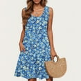 thumbnail image 5 of Taylonsss 2025 Summer Casual Dress for Womens Sleeveless Round Neck Short Floral Print Dress Casual Everyday Outfit, 5 of 6