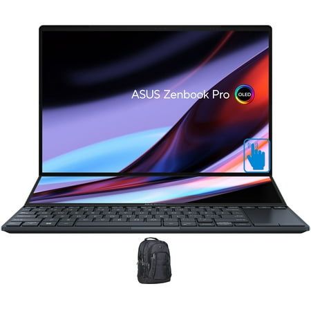 ASUS Zenbook Pro 14 Duo Gaming/Entertainment Laptop (Intel i9-12900H 14-Core, 14.5, 120 Hz Touch GeForce RTX 3050 Ti, 32GB LPDDR5 4800MHz RAM, Win 11 Home) with Premium Backpack (Refurbished)