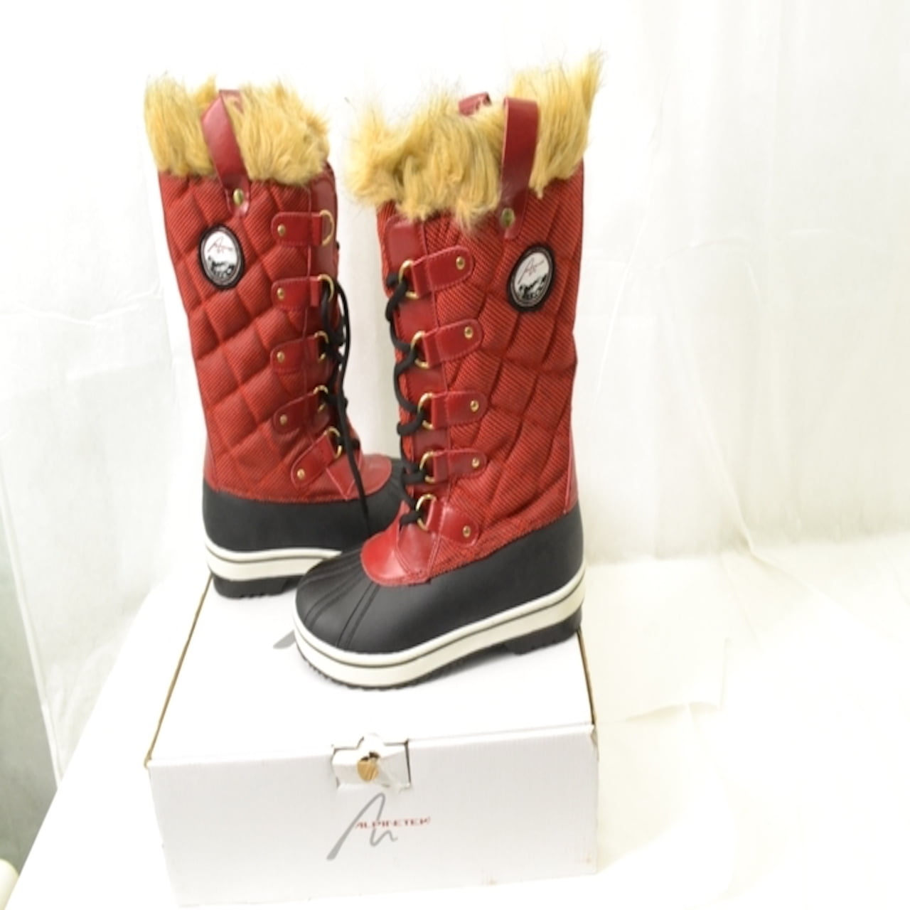 red winter boots for women