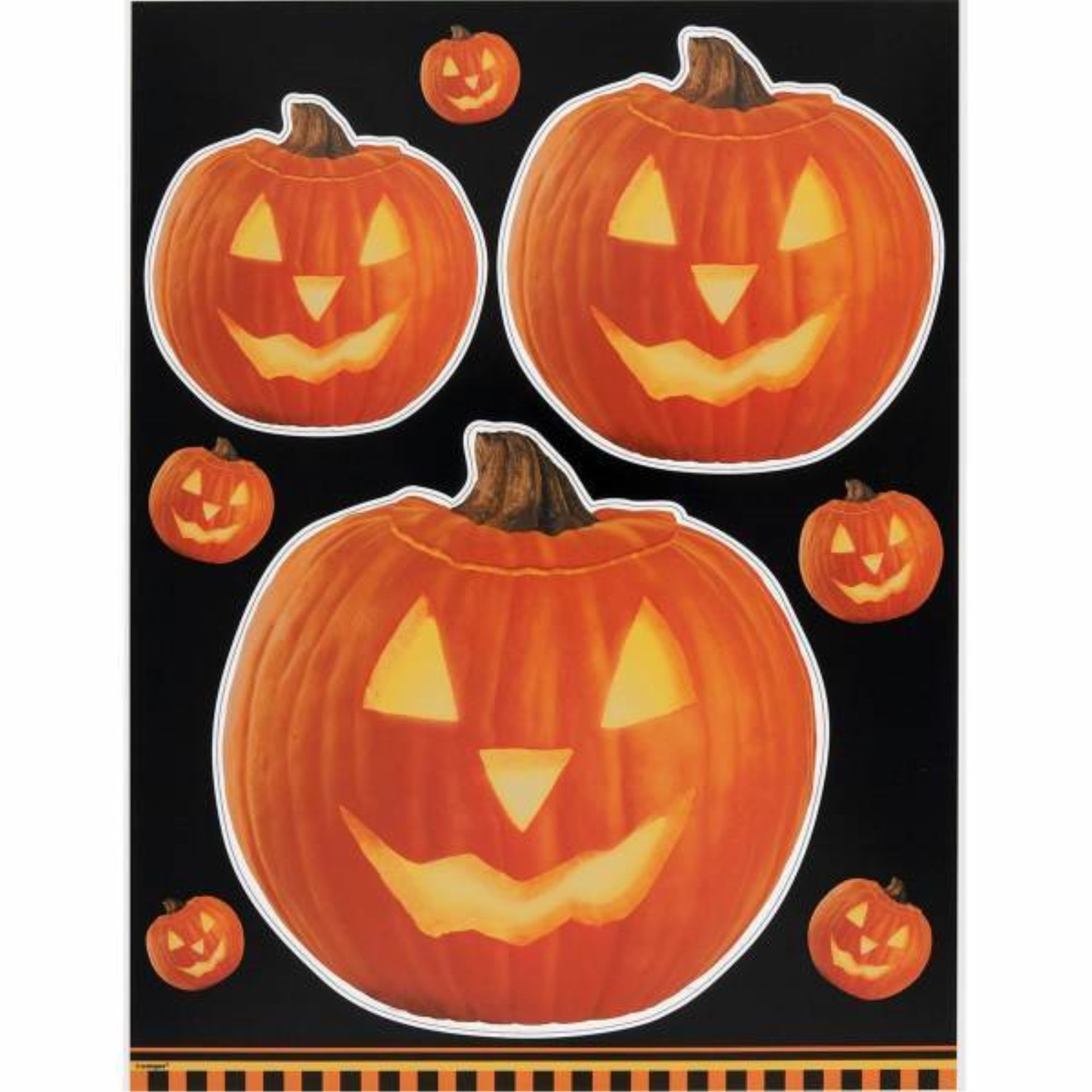 Halloween Gel Window Cling Stickers 22 Count ~ Pumpkins & Spiders w 