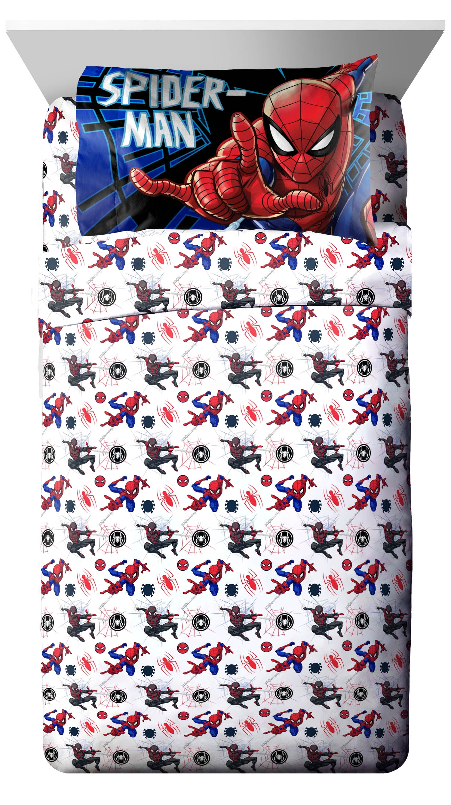Marvel Spiderman Blue 7 Piece Full Bed Set w/ Sham, 100