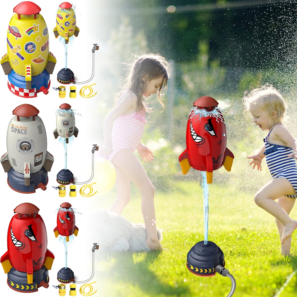 Water Sprinkler Toys for Kids Rocket Shaped Sprinkler Toys Outdoor