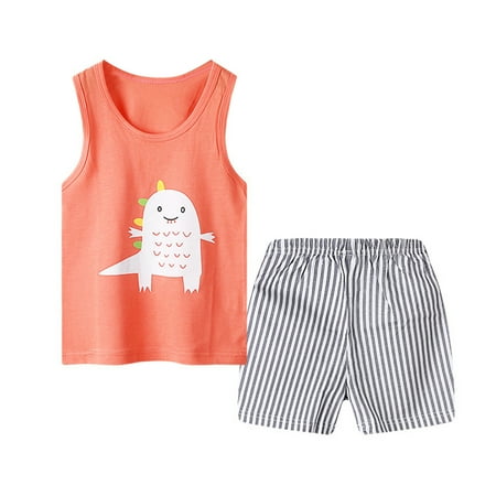 

Kids Girls Boys 2 Piece Sleepwear Sleeveless T Shirt Shorts Pajama Loungewear Set Pj