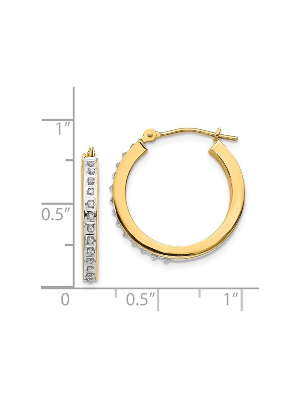 Gem & Harmony Accent Diamond Round Hoop Earrings in 14K Yellow Gold (3/4 inch) for Women
