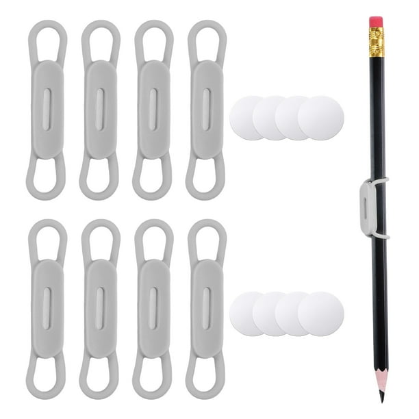 Juego de 8 soportes magnéticos para bolígrafos Uxcell, soporte magnético de silicona para refrigerador, pizarra blanca, escritorio, portapapeles, gris