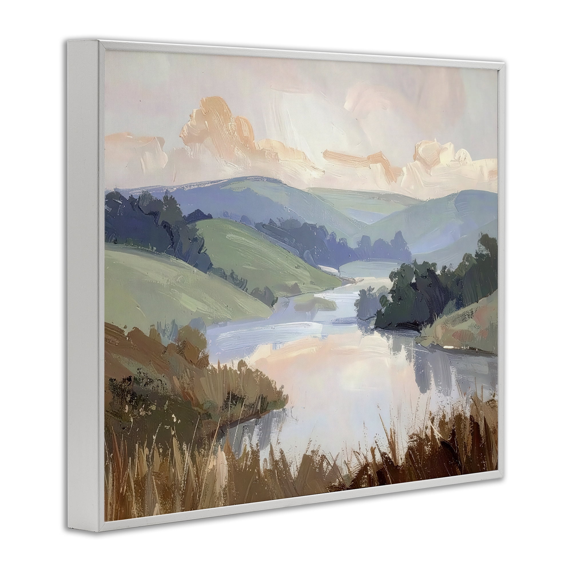 Stupell Industries Muted Distant Mountains White Framed Giclee Art, design by Alonza Saunders
