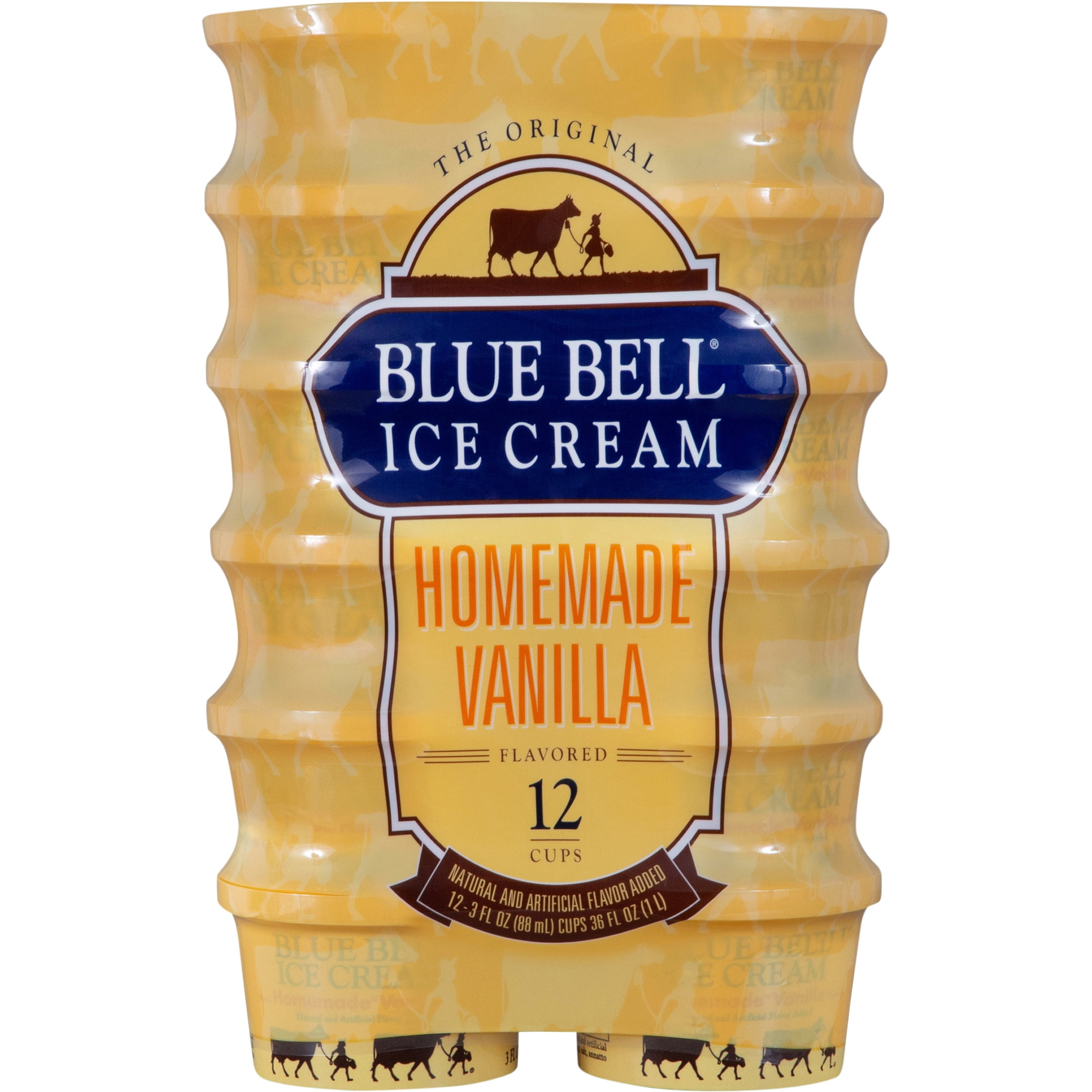 Blue Bell Homemade Vanilla Ice Cream Cups, 3.0 fl oz, 12 Count