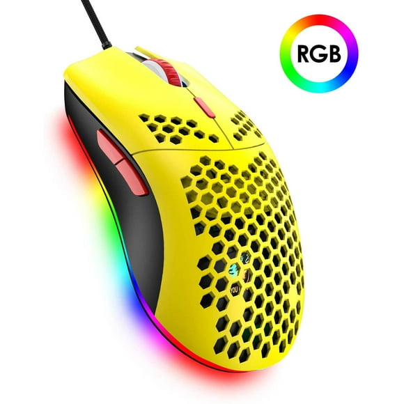Lightweight Gaming Mouse,26 Kinds RGB Backlit Mice,PixArt 3325 12000 DPI Mouse,Ultralight Honeycomb Shell Ultraweave