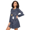 thumbnail image 3 of FORMRS Womens Long Sleeve Nightgowns Crew Neck Sleep Shirt Soft Pajamas Sizes S-3XL, White Cat Planet, 3 of 8