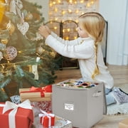 Hold N' Storage Christmas Ornaments Storage Box Polyester with Zipper, up to 64 -3 Ornaments - Gray