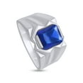 thumbnail image 4 of AFFY 8x10 mm Simulated Birthstone Men's Ring Blue Sapphire In 14K White Gold Plated 925 Sterling Silver. Ring Size 14, 4 of 6