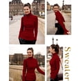 thumbnail image 4 of Jersey v28 para mujer, elástico, cuello alto, punto, color burdeos, XL, 4 of 5