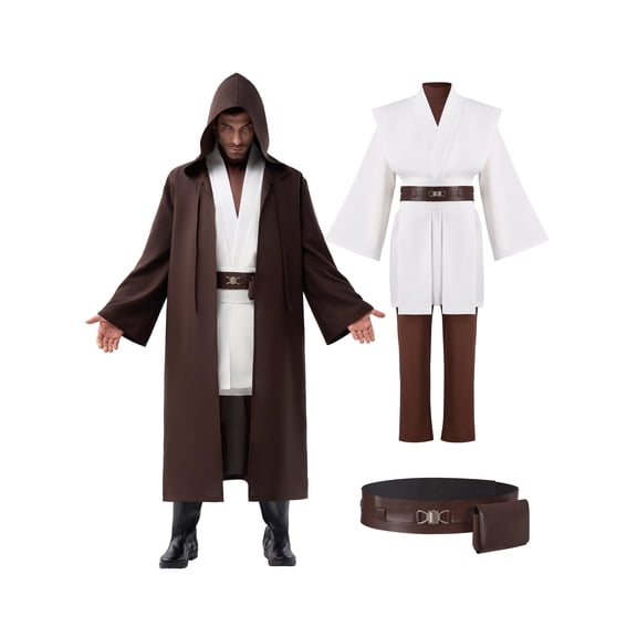 Joyfy Men Tunic Costume Tunic Hooded Robe for Adult Fancy-Dress Cosplay Costume for Halloween Party Dress up