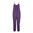 thumbnail image 2 of Toddler Kids Girls' Casual Sleeveless Jumpsuits Spaghetti Strap Loose Romper Wide Leg Long Pants with Pockets, Summer Fashion Cute Solid Color Suspenders Clothes Purple qILAKOG 3-4 Years, 2 of 5