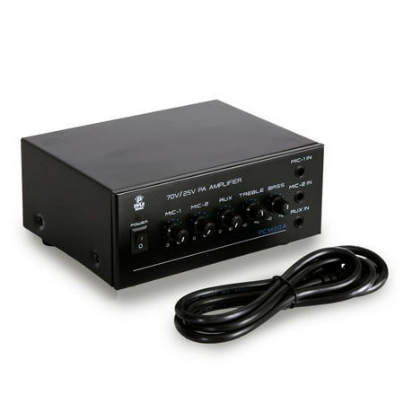 PYLE PCM20A - 25V/70V Power Amplifier - Microphone Audio/Speaker Control Amp, 1/4'' Mic Inputs, 40 Watt