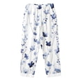 thumbnail image 5 of Beach Pants for Women 2026 Spring Summer Relaxed Fit Elastic Waist Straight Leg Cotton Linen Cropped Pants with Pockets, 5 of 5