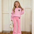 thumbnail image 2 of WAVSUF Long Sleeve Sets for Girls 2 Piece Crew Neck Sweatshirt and Flare Leg Pants Fall Daily Casual Clothes 13, 2 of 8