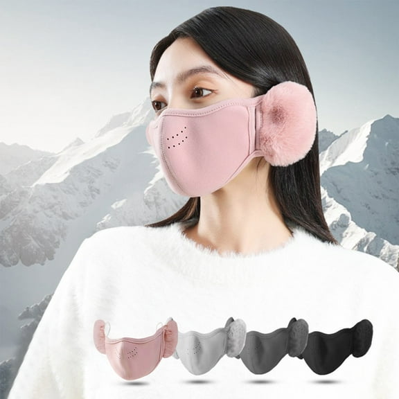 Winter Face Mask with Ear Protection, Thermal Fleece Cold Weather Mask, Windproof Warmer for Men Women, Outdoor Sports Mask, One Size Fits Most, Black Gray Pink