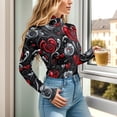 thumbnail image 5 of joogoo Valentines Hearts Flowers Women's Mock Turtle Neck Long Sleeve Bodysuit XL, 5 of 8