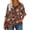 #B Brown, variant on Alkepwun Women's Tops Casual Floral Print Faux Two-Piece V Neck Front Pleats Bell Sleeve Summer T-Shirt Lightweight Flowing Breathable Plus Size Top