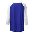 thumbnail image 5 of Womens Tops Dressy Casual 3/4 Sleeve Shirts Summer Floral Three Quarter Length Blouse Loose Fit Crewneck Pullover Tee Women's Fashion Color Block T-shirt Blouse Casual Tops, 5 of 5