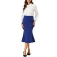 thumbnail image 2 of INSPIRE CHIC Women's Mermaid Skirt Hight Waist Metal Decor Fishtail Pencil Midi Skirt L Royal Blue, 2 of 5