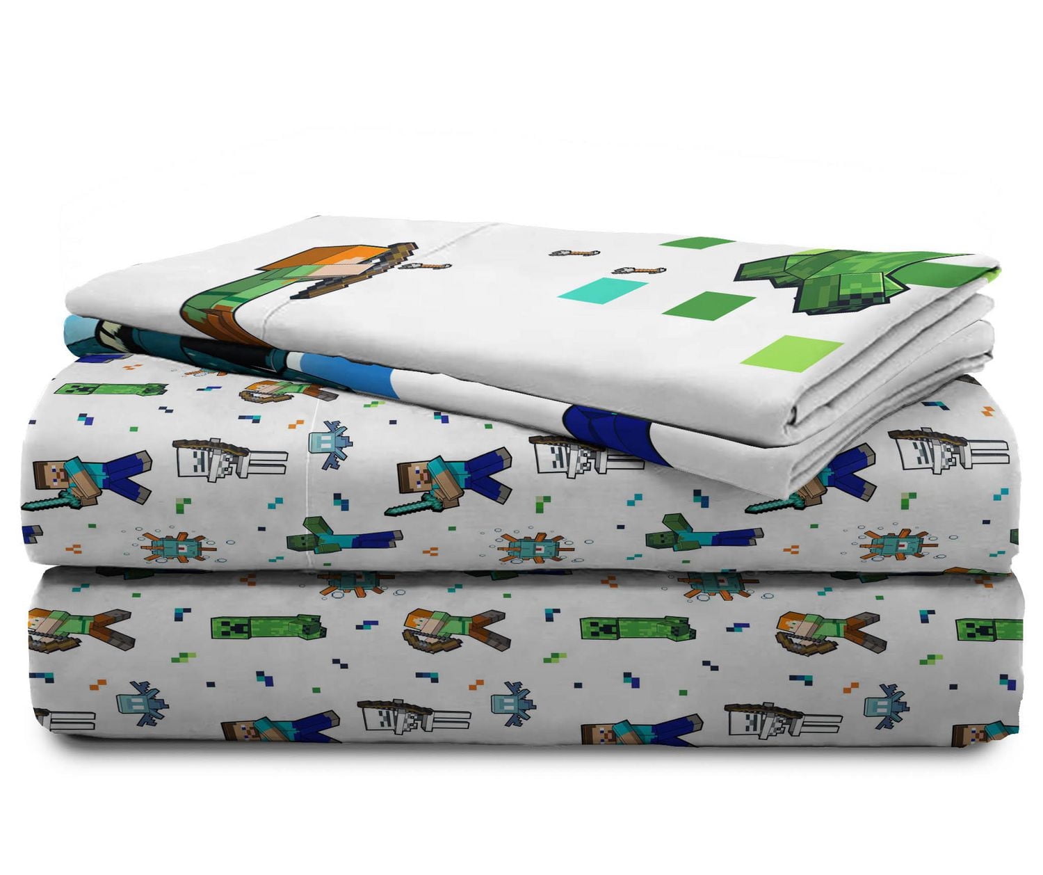 Minecraft Kids' 4-Piece Full Sheet Set, 100% Polyester, Full (Double)