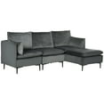 thumbnail image 1 of HOMCOM L-Shaped Convertible Sectional Sofa with Movable Ottoman, Grey, 1 of 10