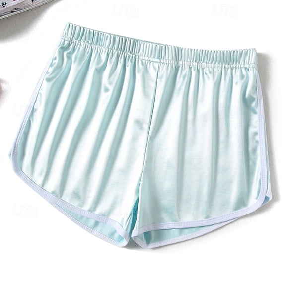 OSFVNOXV Womens Shorts Pajamas Young Adult Y2K Satin Shorts High Waisted Seamless Comfy Sleepwear Bottom