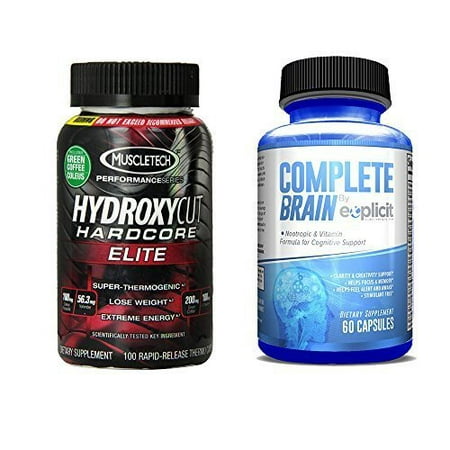 Hydroxycut Hardcore Elite & CompleteBrain Nootropic Stack - Ultimate Weight Loss (Best Nootropic Stack For Adhd)
