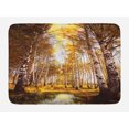 thumbnail image 1 of Tree Bath Mat, Autumn Season Forest in Sun Rays near the River in Morning Idyllic View Print, Non-Slip Plush Mat Bathroom Kitchen Laundry Room Decor, 29.5 X 17.5 Inches, Yellow Brown White, Ambesonne, 1 of 2