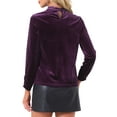 thumbnail image 3 of INSPIRE CHIC Velvet Top for Women's Stand Collar Long Sleeve Elegant Casual Blouse L Purple, 3 of 5