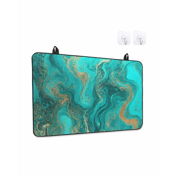Stove Top Covers for Electric Stove 31x24 Inches, Turquoise Marble Heat Insulation Fireproof Glass Cooktop Protector, Farmhouse Modern Abstract Aesthetic Countertop Stovetop Cover for Kitchen