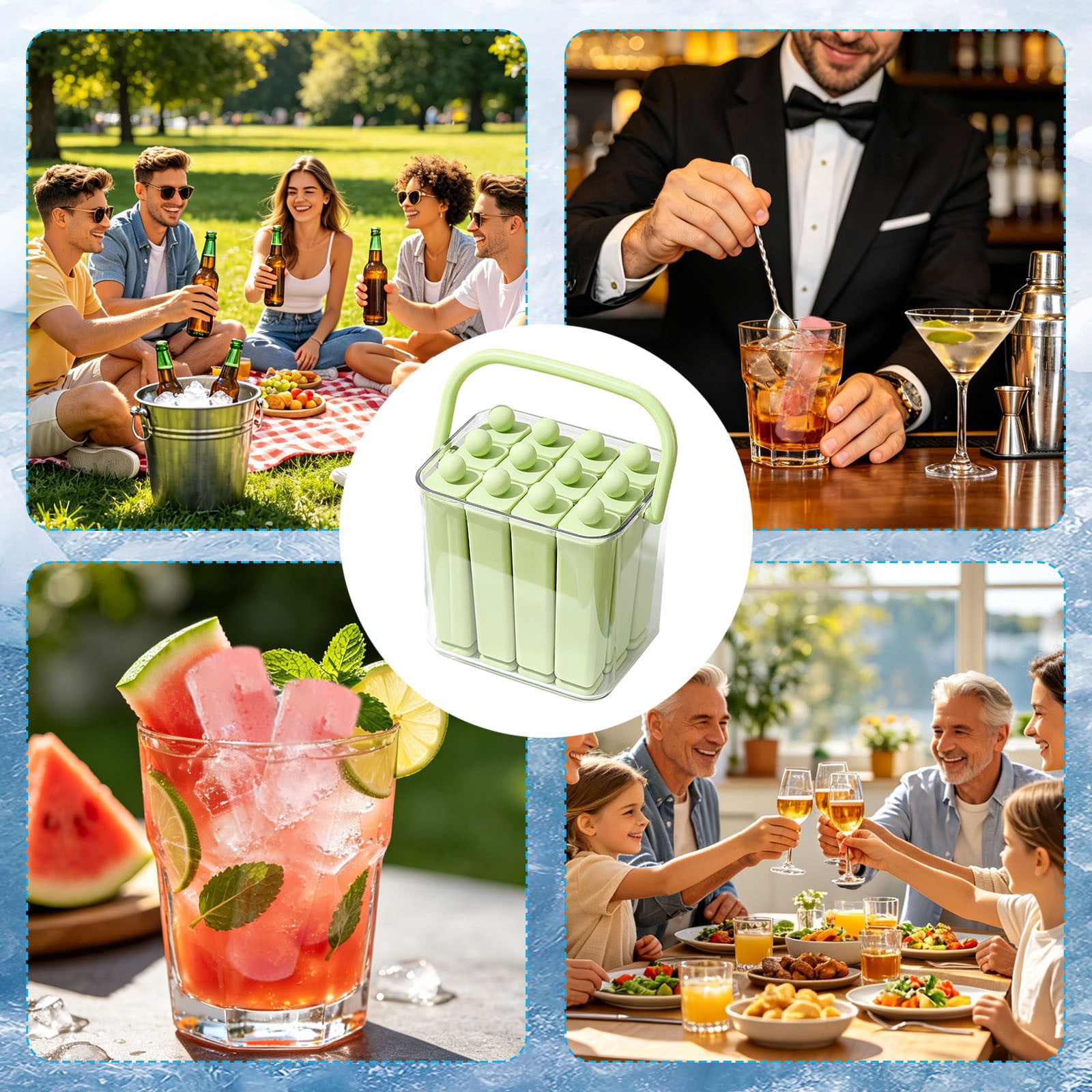 Ice Stick For Homemade And Easy Release Silicone Ice Maker For Summer Drinks And Desserts Parts Freezer Ice Holder Slow Melting Ice Cubes Small Ice Stacking Trays with Silicone Freezer Sphere Ice