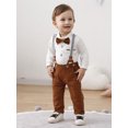 thumbnail image 2 of WESIDOM Toddler Infant Boy suits Tuxedo Formal Cotton Fabric Outfits Suspender Pants Bowtie Hat 4pcs, 2 of 6