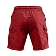 thumbnail image 4 of Havenx Casual Cargo Shorts for Men Elastic Waist Drawstring Cargo Shorts with Multi Pockets Stretch Knee Length Pant Comfort Athletic Relaxed Fit Outdoor Work Clothes,Red M, 4 of 5
