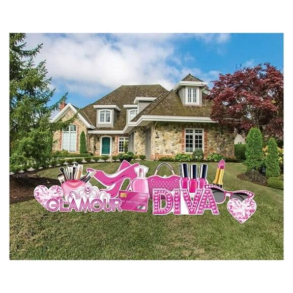 Yard Signs Flair Yard Card Accessories Outdoor Yard Signs with Stakes, Female Yard Sign Fillers, 13 Piece Set (Pink)