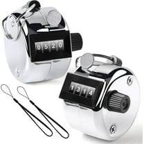 2PCS Premium One Hand Counter Clicker, Silver Metal Clicker Counter, Manual Mechanical People Counter Clicker with Nylon Lanyard, 4-Digit Number Count Tally Counter Clicker for Golf