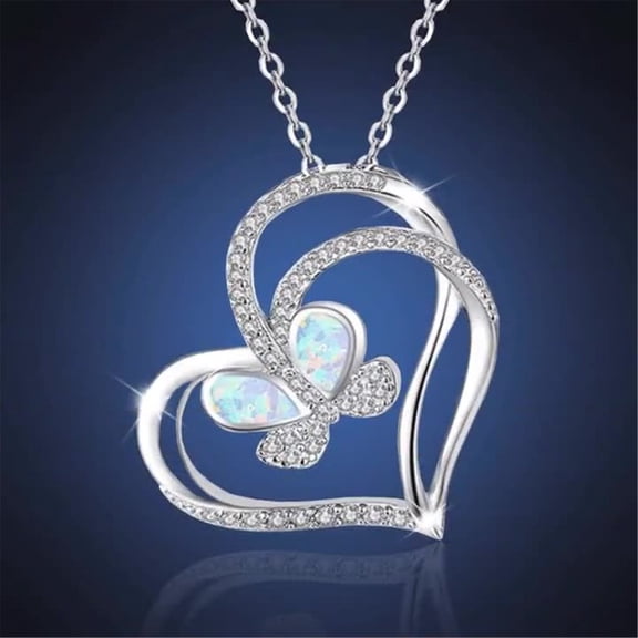 CHENjy Silver Heart Butterfly Mom Love Necklace for Women Mother's Day Birthday Valentines Jewelry Gifts for Her Wife Girlfriend 1.10*1.10 in